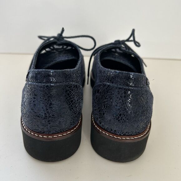 Mephisto Sabatina Patent Leather Oxford Lace Up Derby Shoes Womens Sz 9 Blue - Picture 6 of 11